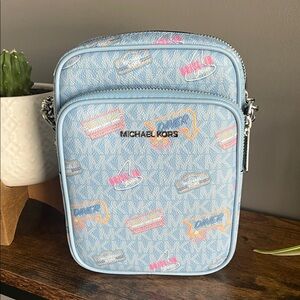 Michael Kors Light Blue Jet Set Crossbody Drive In Diner Style